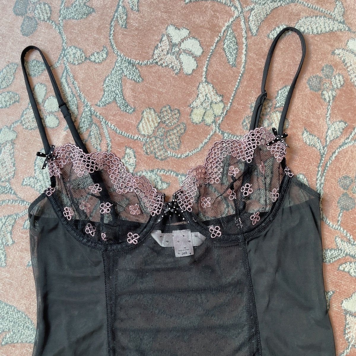 Victoria's Secret Romantic Black Mesh Sheer Bustier (34B/32C) Size ONE SIZE - 5 Thumbnail