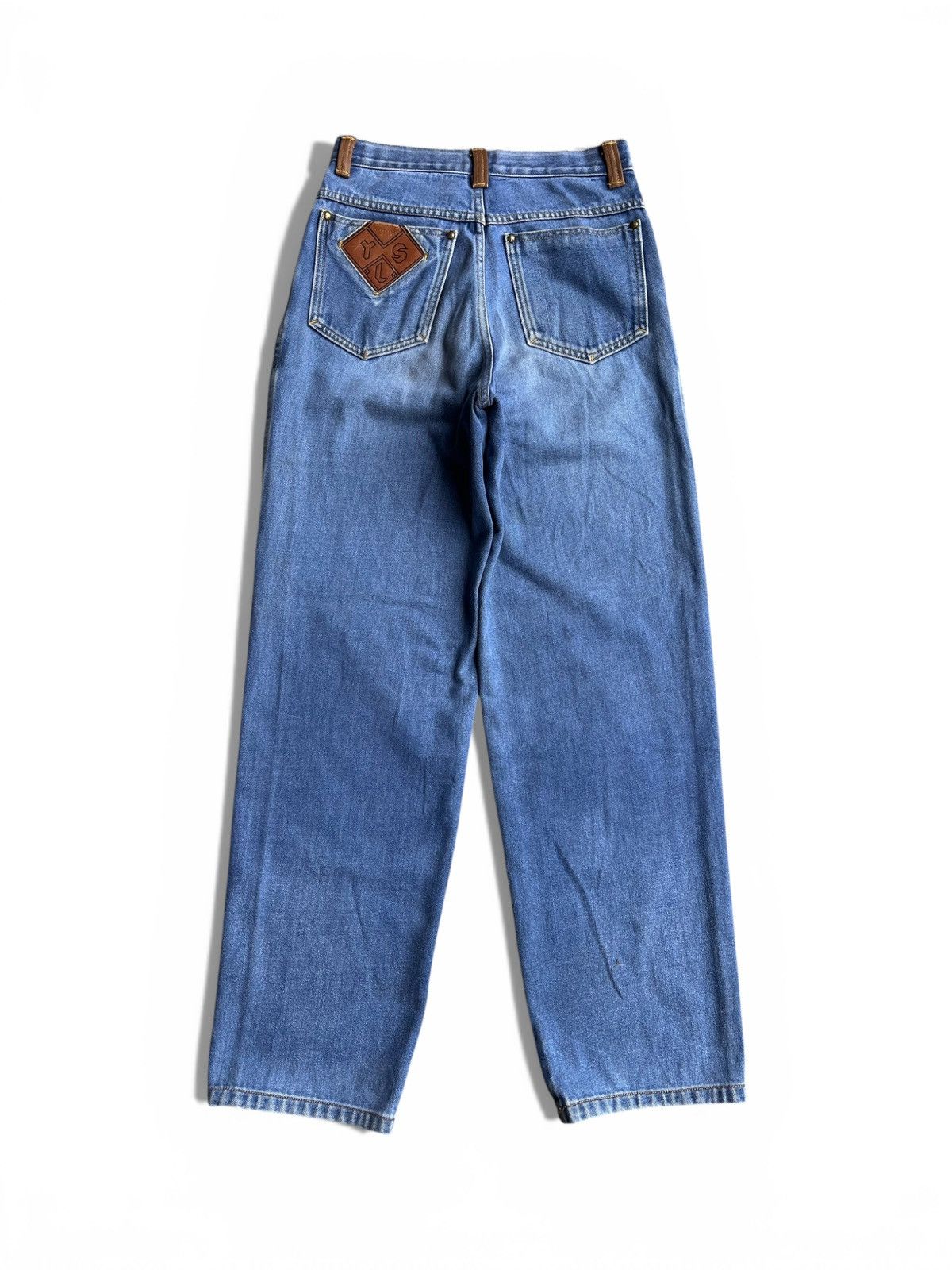 Yves Saint Laurent Yves Saing Laurent Leather Patch Denim Pants Size US 27 - 6 Thumbnail