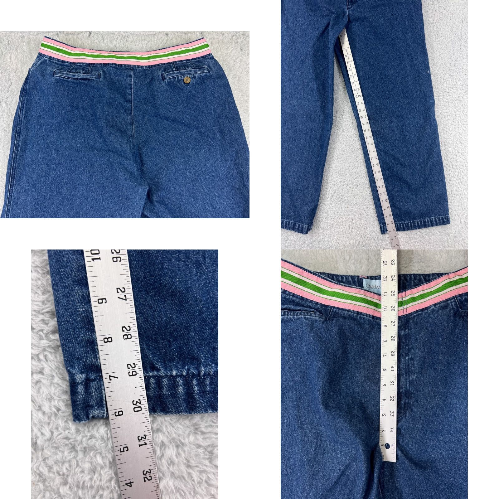 Vintage Chadwicks Jeans Womens 16 Blue Straight Leg Medium Wash Denim 5-Pocket Belt Loops Mid Rise Size 38" / US 16 / IT 52 - 8 Thumbnail