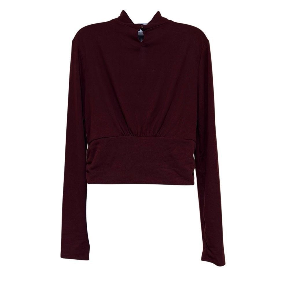 Other Brea Canyon Womans XL Maroon Mock Neck Keyhole Long Sleeve B Size XL / US 12-14 / IT 48-50 - 2 Thumbnail