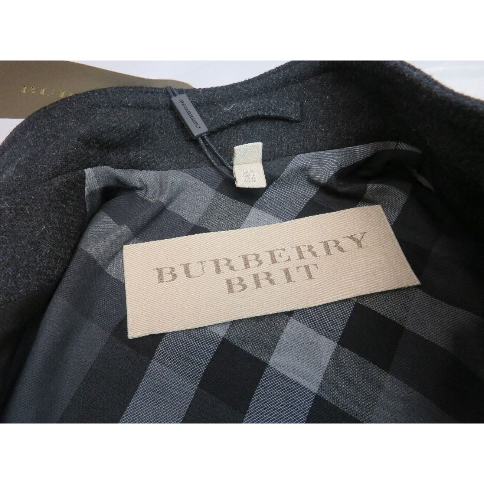 Burberry BURBERRY ADAMSLEIGH DARK GREY WOOL PEA COAT 12 14 46 Size XL / US 12-14 / IT 48-50 - 11 Thumbnail