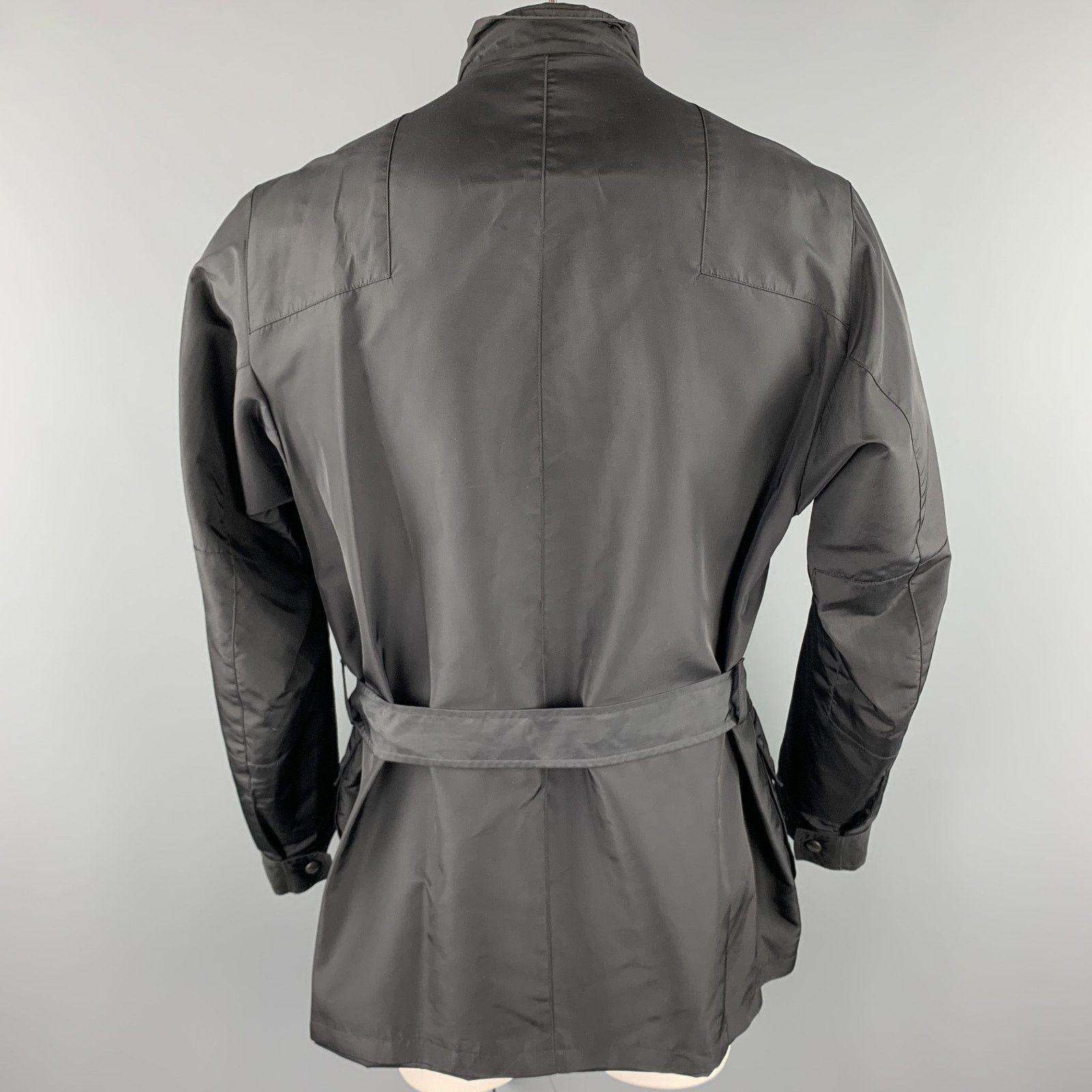 Jil Sander Size 44 Black Poliammide Zip & Snaps Belted Jacket Size US XL / EU 56 / 4 - 4 Thumbnail
