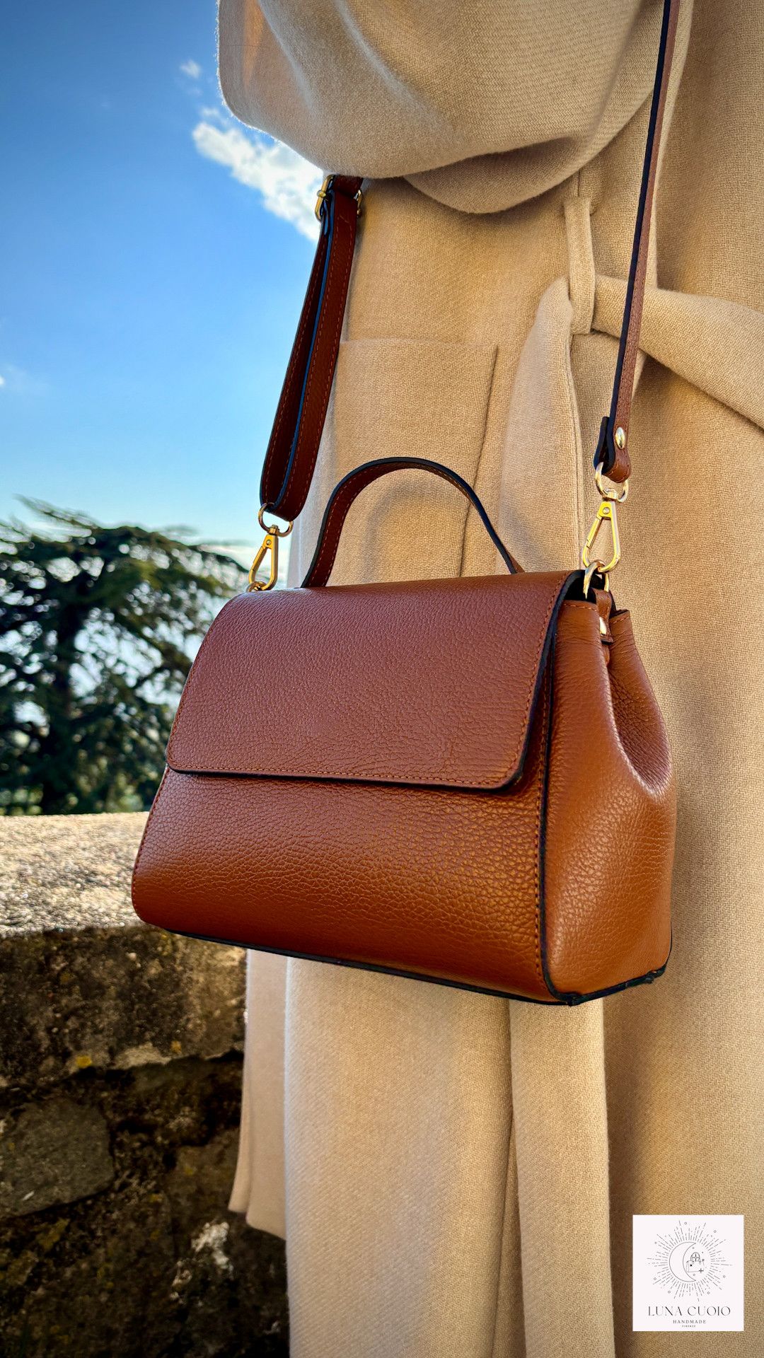 Vera Pelle Elegant Italian Handmade Leather Bag From Florence Size ONE SIZE - 4 Thumbnail