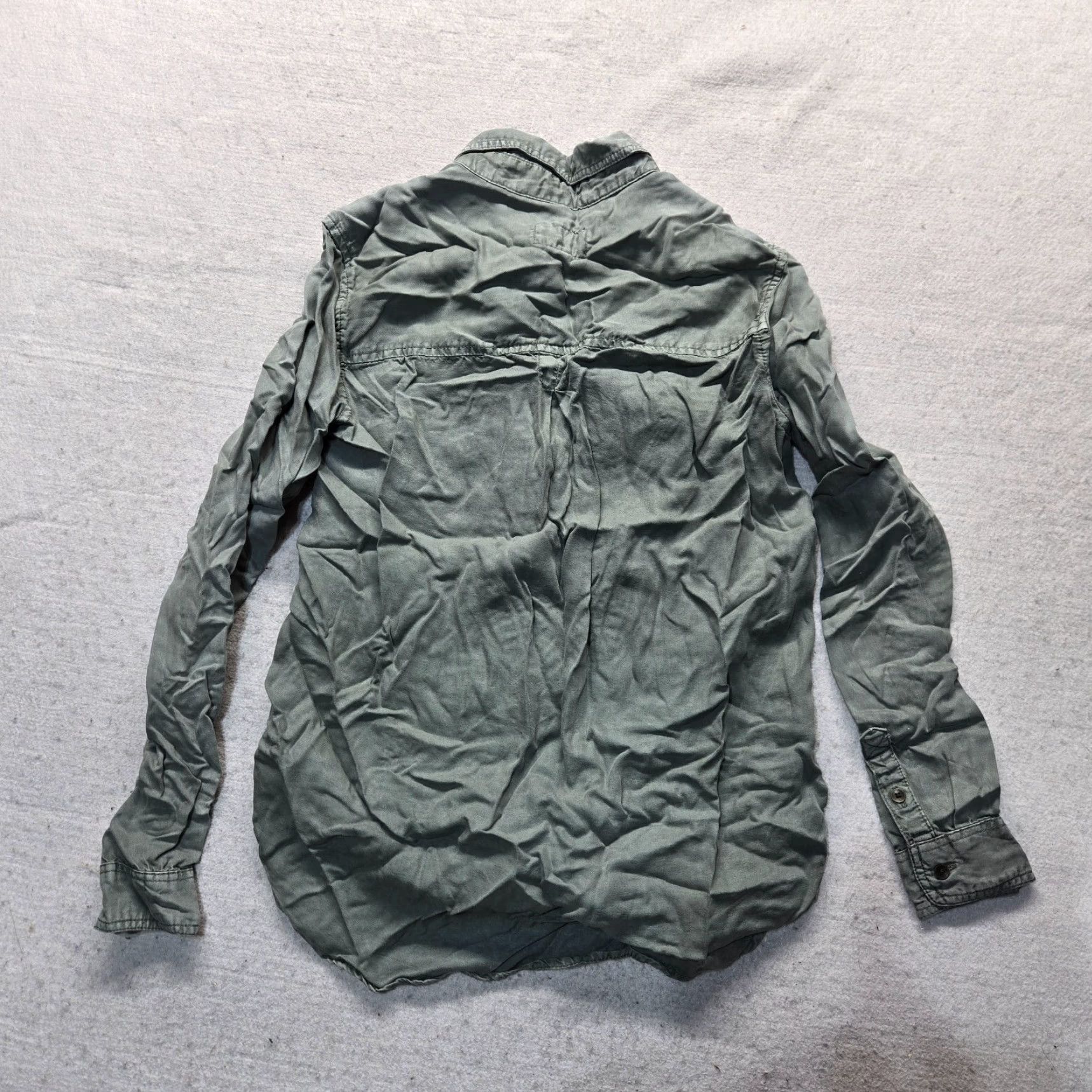 American Eagle Outfitters American Eagle Outfitters Shirt Denim 100% Cotton Green XS Button-Up Womens Size XS / US 0-2 / IT 36-38 - 7 Thumbnail