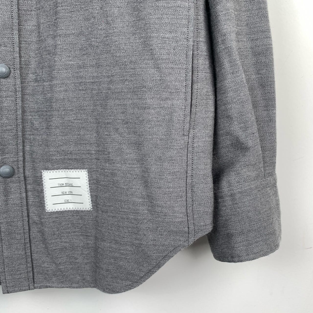 Thom Browne Thom Browne Classic Dual Sleeve Tag Gray Long-Sleeve Shirt Size US S / EU 44-46 / 1 - 4 Thumbnail
