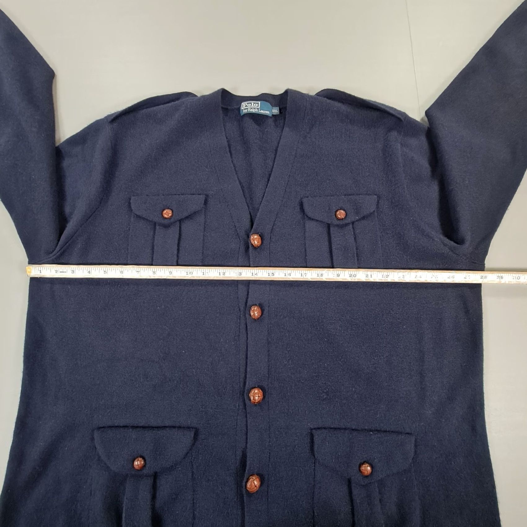 Polo Ralph Lauren VINTAGE Polo Ralph Lauren Cardigan Mens Jumper Navy Blue 2XL Cashmere Knit Pocketed Winter Shawl Neck Casual Mens Size US XXL / EU 58 / 5 - 5 Thumbnail