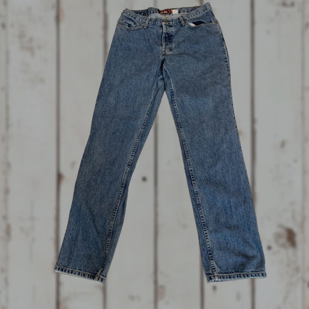 Old Navy Old Navy Jeans Women's Size 14 Long Straight Blue Dark Wash Denim 5-Pocket Zip Inseam 33in Regular Rise Mid Vintage No Size 36" / US 14 / IT 50 - 1 Thumbnail