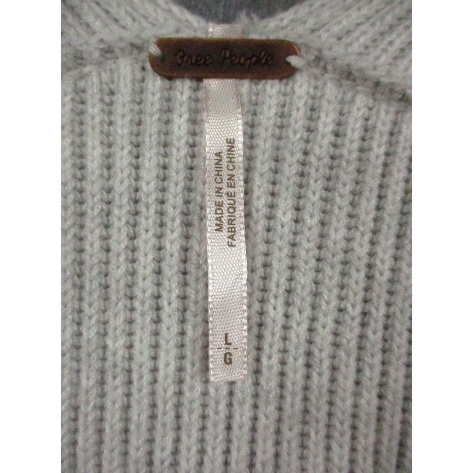 Free People Free People Sweater Puff Sleeve Gray Large Women V Neck Pullover Size L / US 10 / IT 46 - 2 Thumbnail