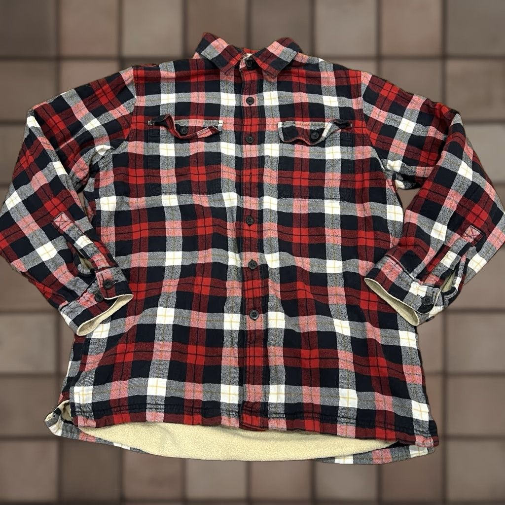 Vintage VINTAGE LL Bean Sherpa Lined Scotch Plaid Shirt Jacket Mens M Reg Snap Button Shacket Size US M / EU 48-50 / 2 - 1 Thumbnail