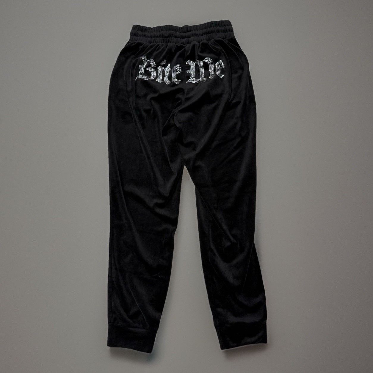 Vintage Y2K Style Velour Pants Womens Small 'Bite Me' Rhinestone Size 25" / US 0 / IT 36 - 1 Thumbnail