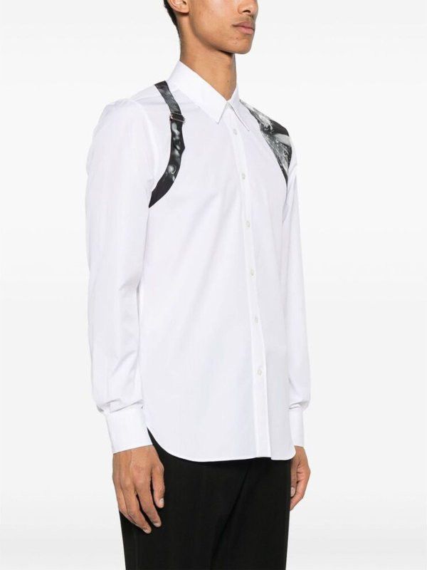 Alexander McQueen o1srvl11e0226 Wax Flower Harness Shirt In White Size US XL / EU 56 / 4 - 2 Thumbnail