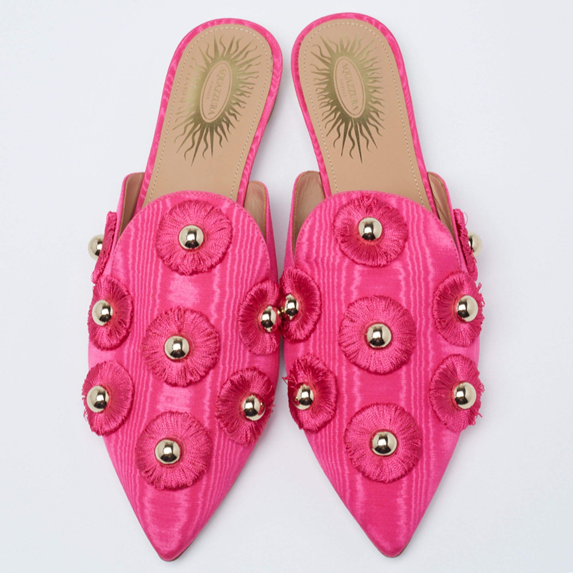 Aquazzura o1y0625 Flat Mules in Fuchsia Size US 4 / IT 34 - 4 Thumbnail