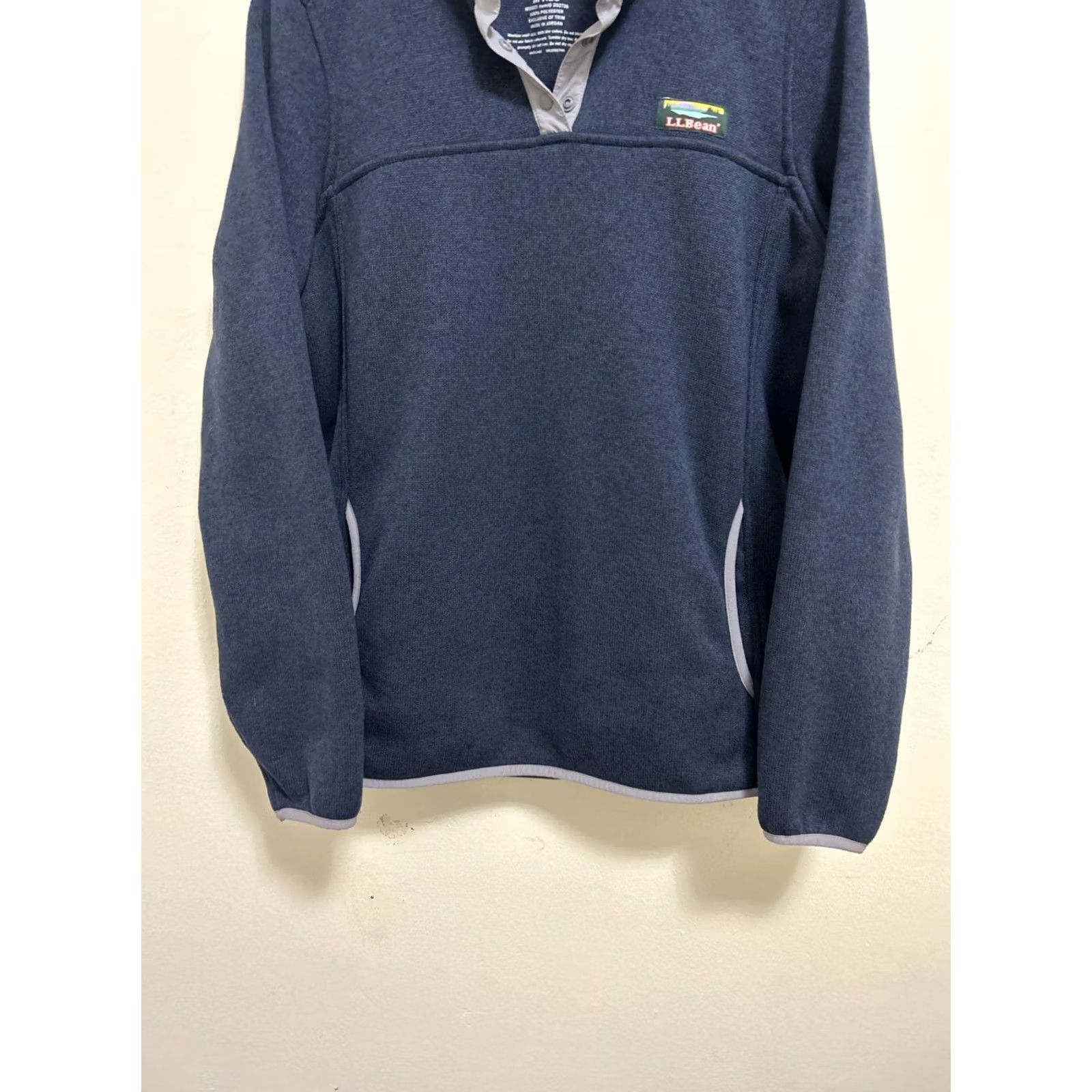 Vintage LL Bean Sweater Womens Medium Blue T-Snap Fleece Pullover Logo L/S 292726 Size M / US 6-8 / IT 42-44 - 3 Thumbnail