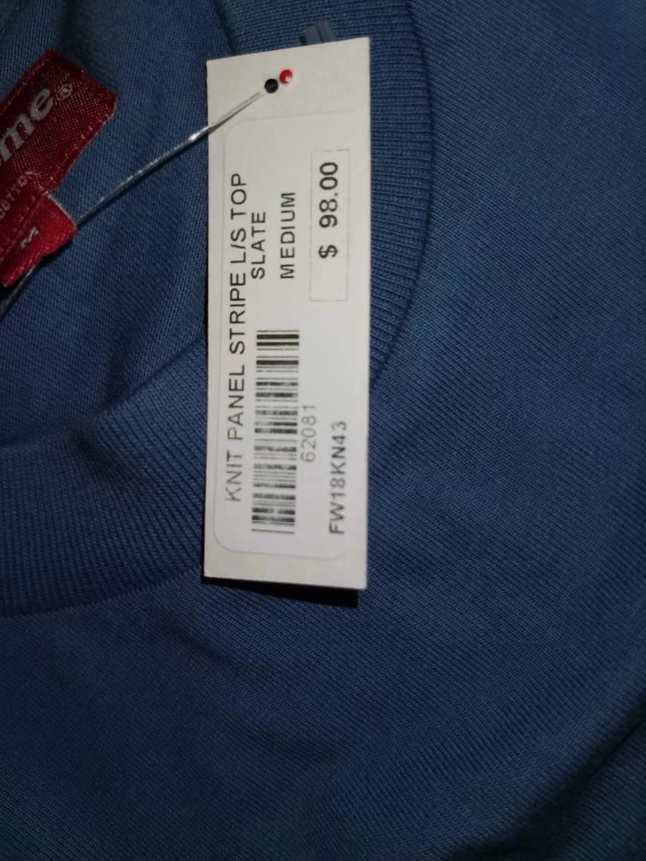 Supreme Brand New* Supreme FW18 Knit Panel Stripe LS Top Slate Size US M / EU 48-50 / 2 - 5 Thumbnail