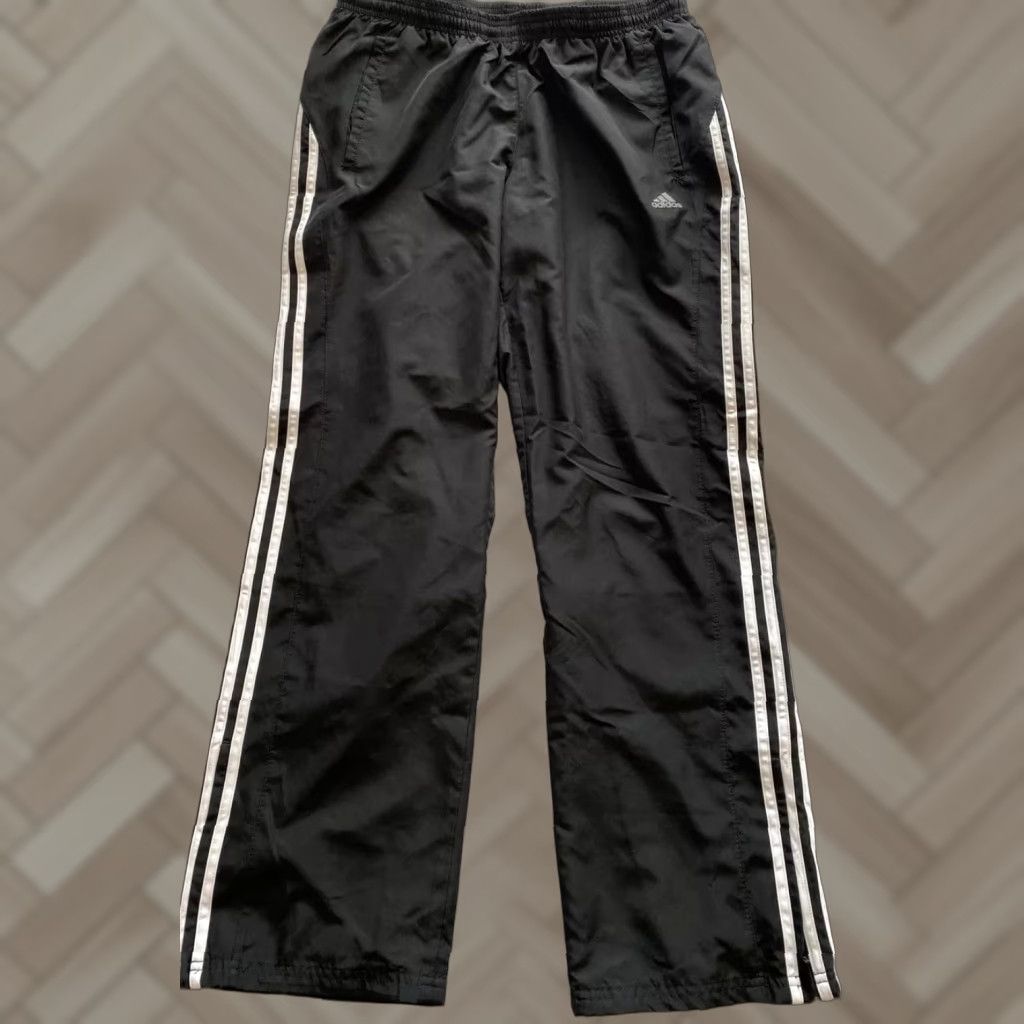 Adidas Adidas Track Pants Mens M Black Drawstring Waist Ankle Zipper 31in Inseam 1990s Activewear Regular Straight Pants Size US 31 - 1 Thumbnail