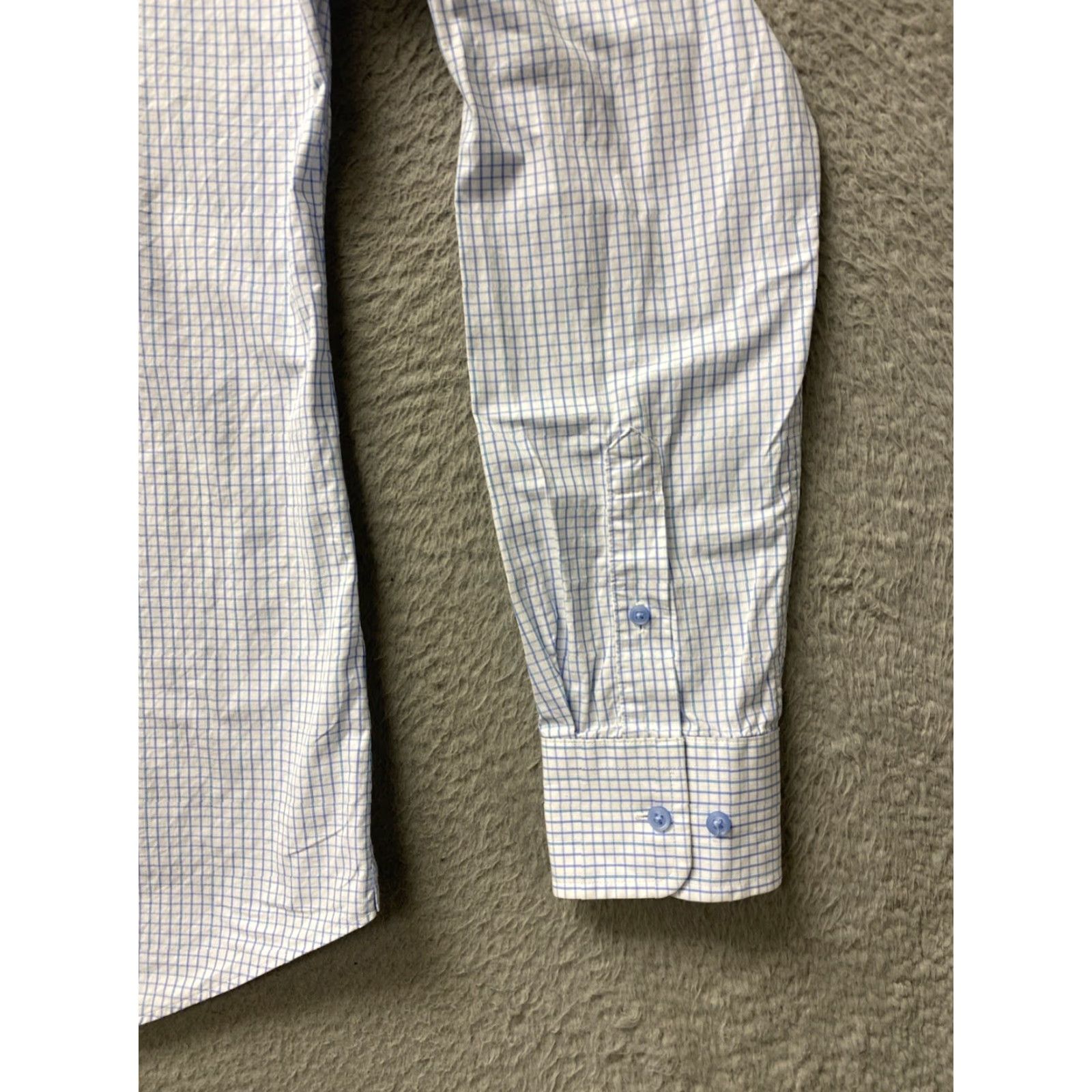 David Donahue David Donahue Dress Shirt Men 15.5 Slim 34/35 White Blue Check Long Sleeve Button Collared Shirt /0461 Size 42R - 3 Thumbnail
