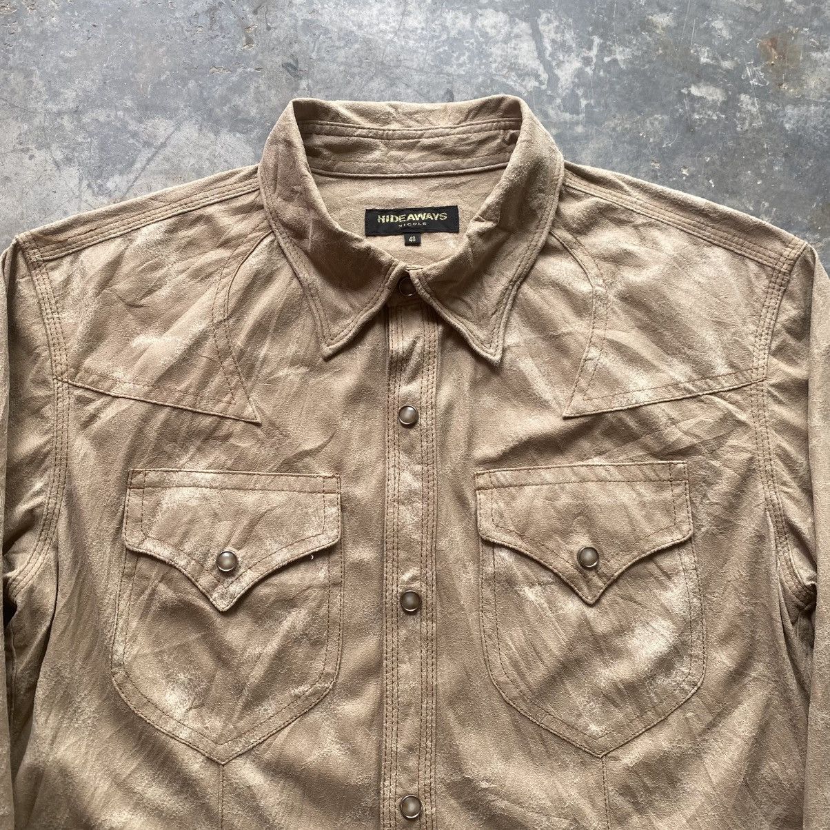 HIDEAWAYS Vintage Leather Looked Western Shirt Size US M / EU 48-50 / 2 - 1 Thumbnail