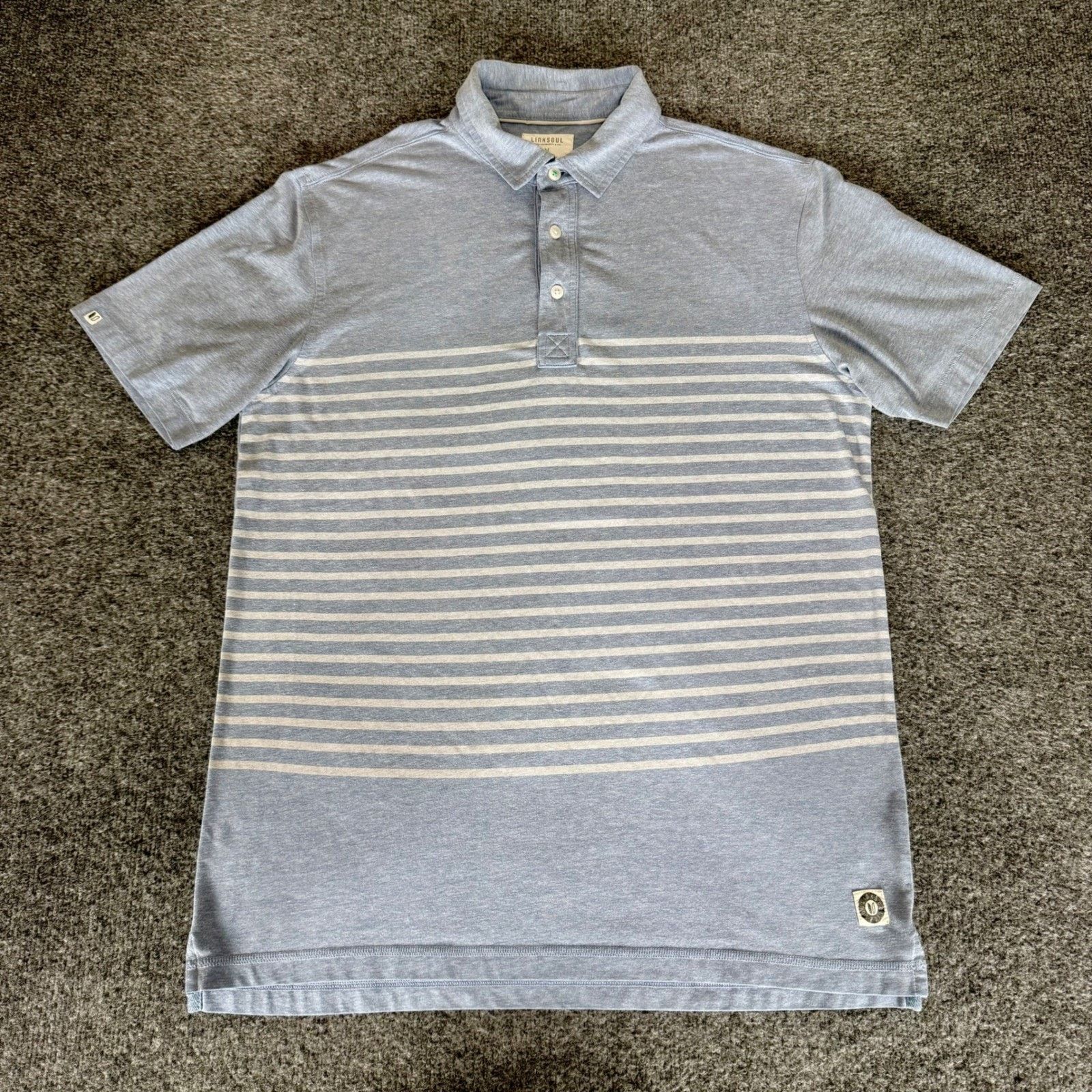 Other Linksoul Men Blue Striped Golf Polo Shirt Medium Casual Size US M / EU 48-50 / 2 - 1 Thumbnail