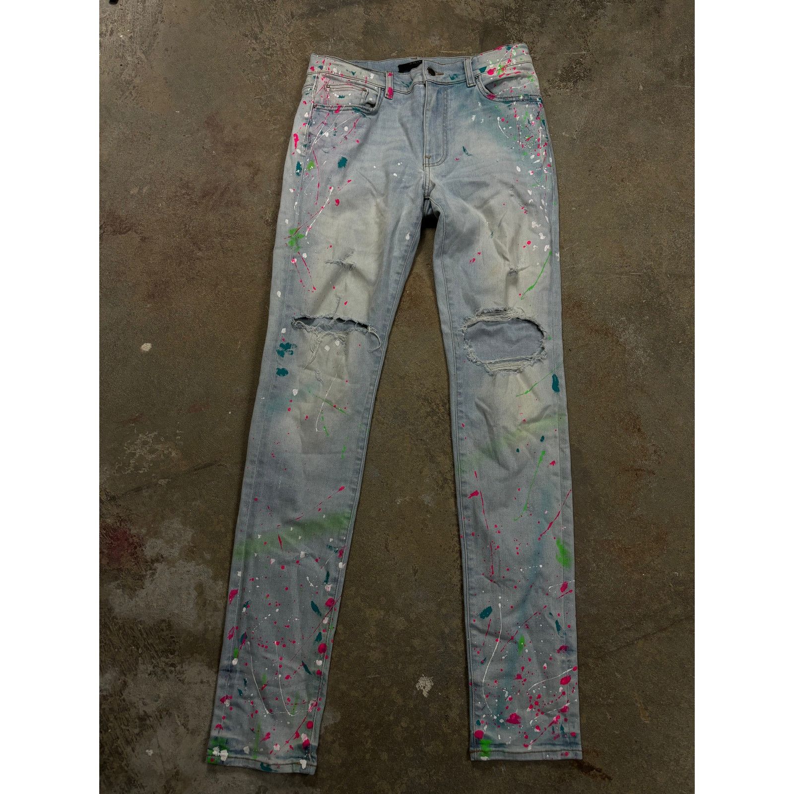 Amiri Amiri Thrasher Splatter South Beach Light Wash Used 32 Size US 32 / EU 48 - 1 Thumbnail