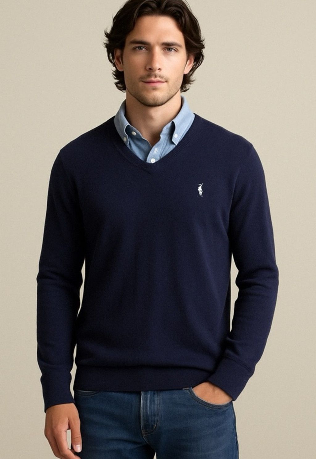 Polo Ralph Lauren Polo Ralph Lauren Navy V-Neck Sweater - Size M Size US M / EU 48-50 / 2 - 1 Thumbnail