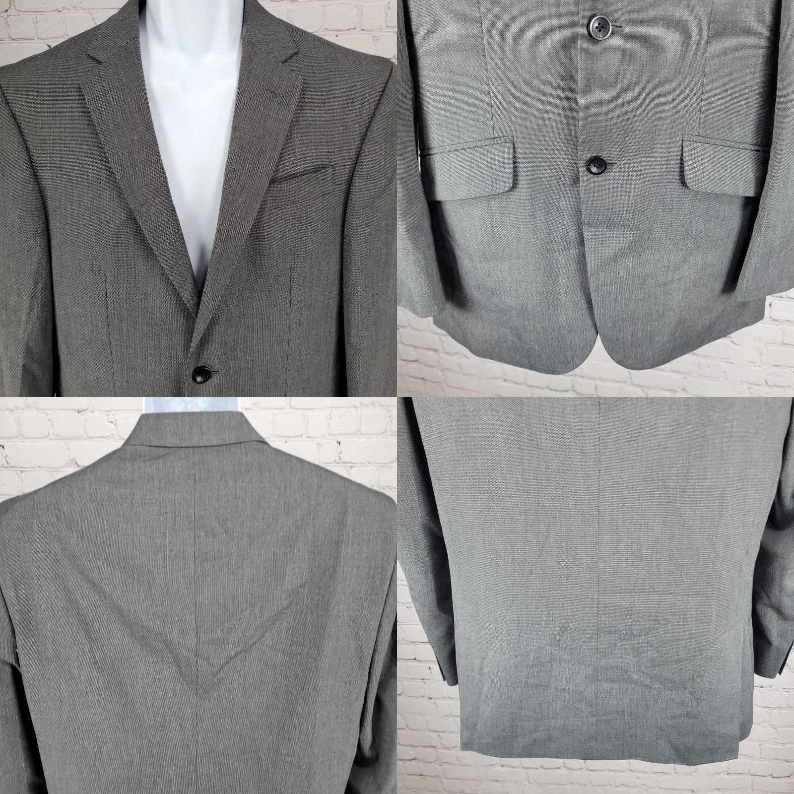 Kenneth Cole Kenneth Cole Reaction Blazer Sport Coat Grey 40R Mens Two-Button Double-Vented Notch Lapel 2 Piece Regular Jacket Dress Casual Size 40R - 8 Thumbnail