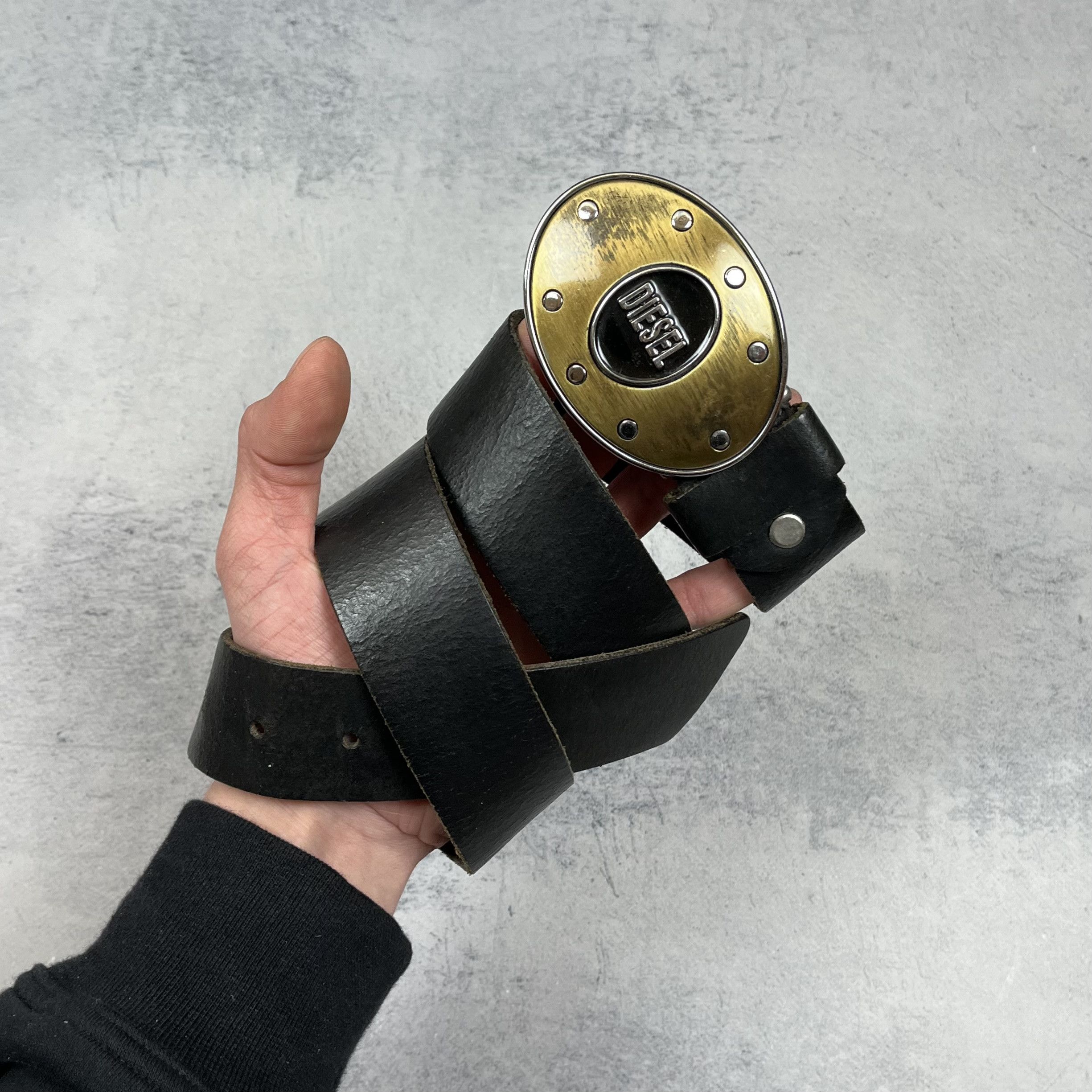 Diesel Vintage Diesel Big Logo Y2K Black Leather Belt 2000’s Size ONE SIZE - 1 Thumbnail