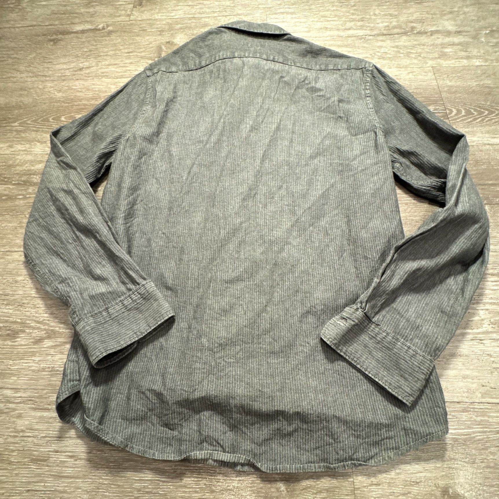 Express Express Shirt Mens Small Gray Stripe Pocket Button Up Casual Preppy Adult Lounge Size US S / EU 44-46 / 1 - 5 Thumbnail