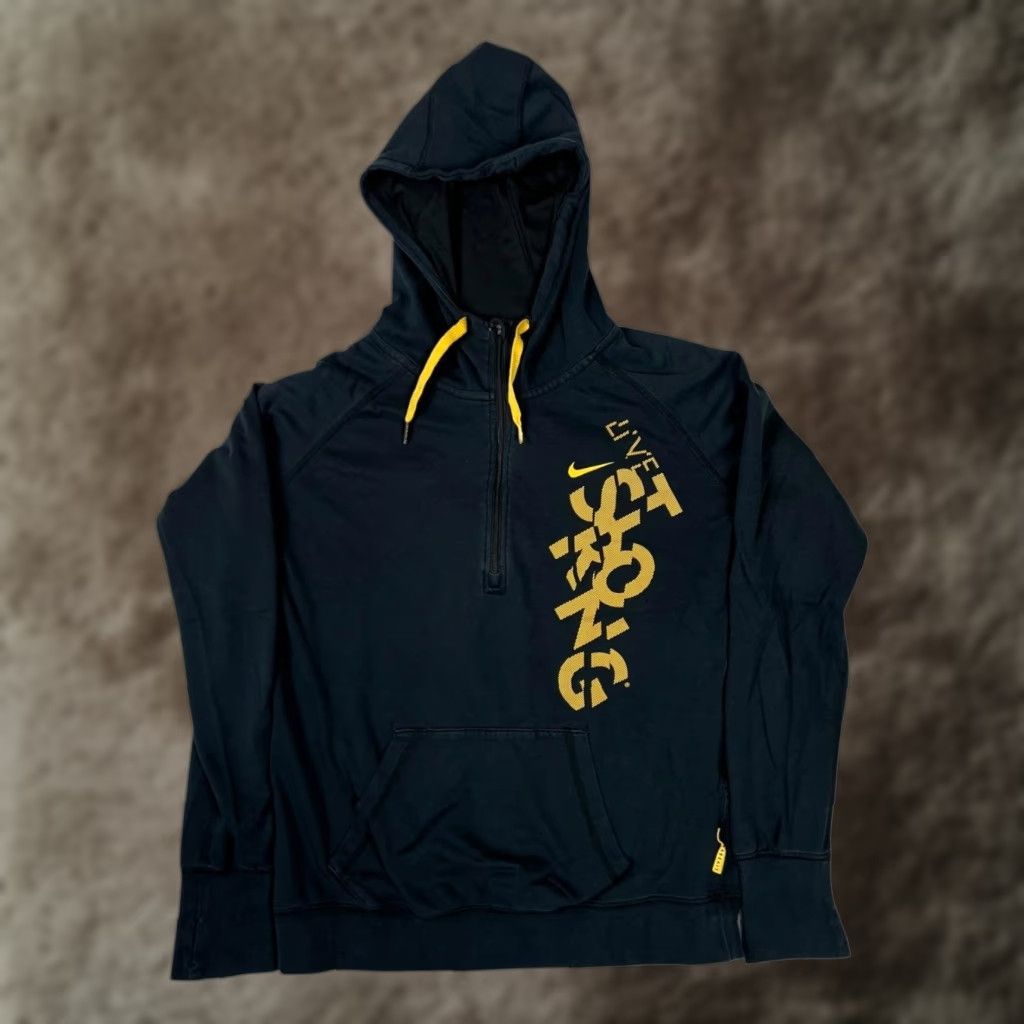Nike Nike Dri-Fit Livestrong Hoodie Womens Medium Black 1/2 Zip Graphic Print Pockets Logo Nike Swoosh Size M / US 6-8 / IT 42-44 - 1 Thumbnail