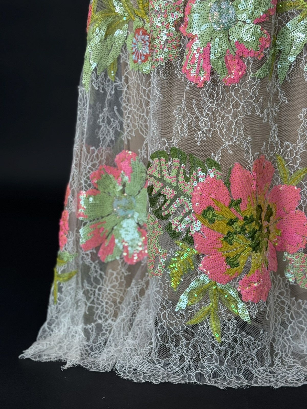 Other Brand New US 8 Elie Saab Lace Gown with Floral Appliques Size M / US 6-8 / IT 42-44 - 6 Thumbnail