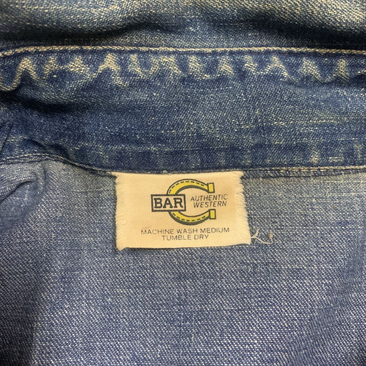 Vintage Vtg 60's 70's Bar C Ranchwear 4 Pocket Denim Work Shirt Size US M / EU 48-50 / 2 - 7 Thumbnail