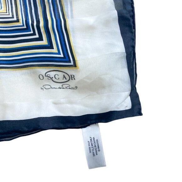 Oscar De La Renta Oscar De La Renta Ivory Silk Striped Scarf Square Sheer Box Size ONE SIZE - 4 Thumbnail