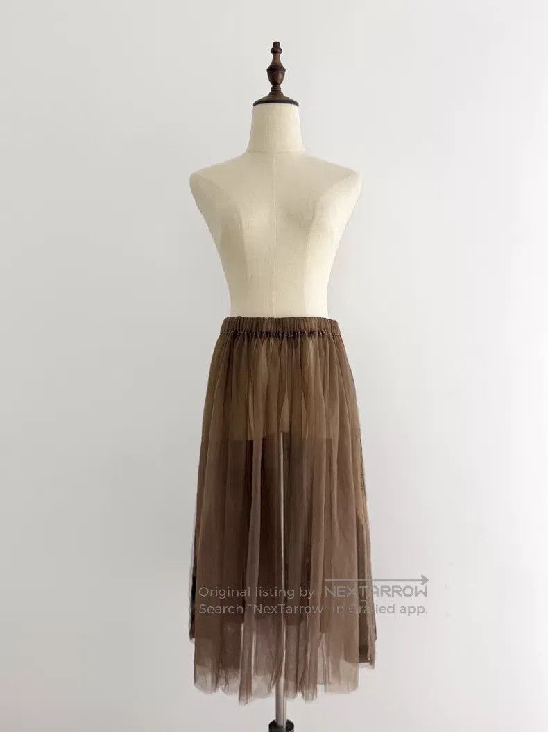 Comme des Garcons Comme Des Garcons size F Patchwork Printed Tulle Skirt Size 23" - 7 Thumbnail