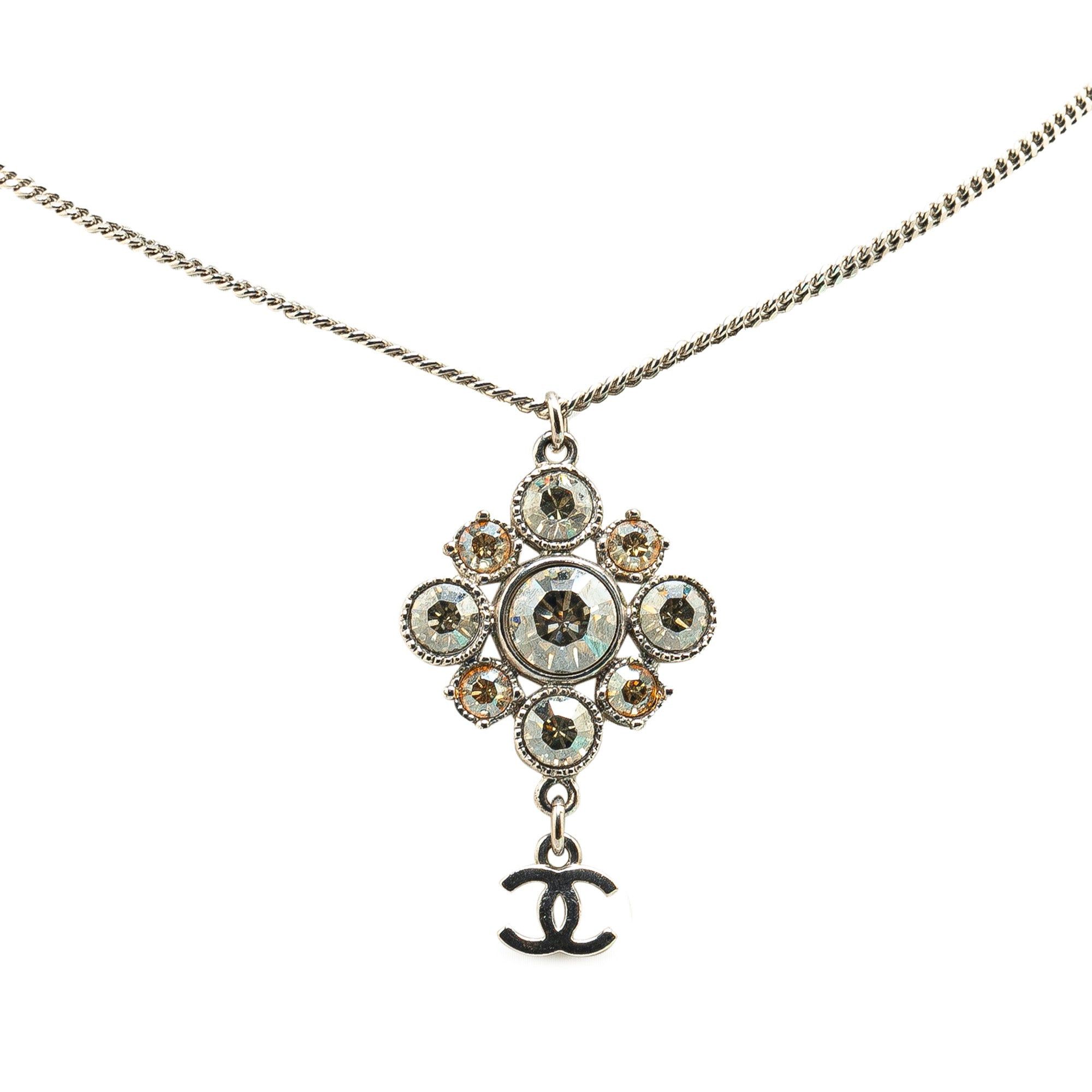 Chanel Chanel Palladium Plated CC Crystal Pendant Necklace Silver Size ONE SIZE - 1 Thumbnail
