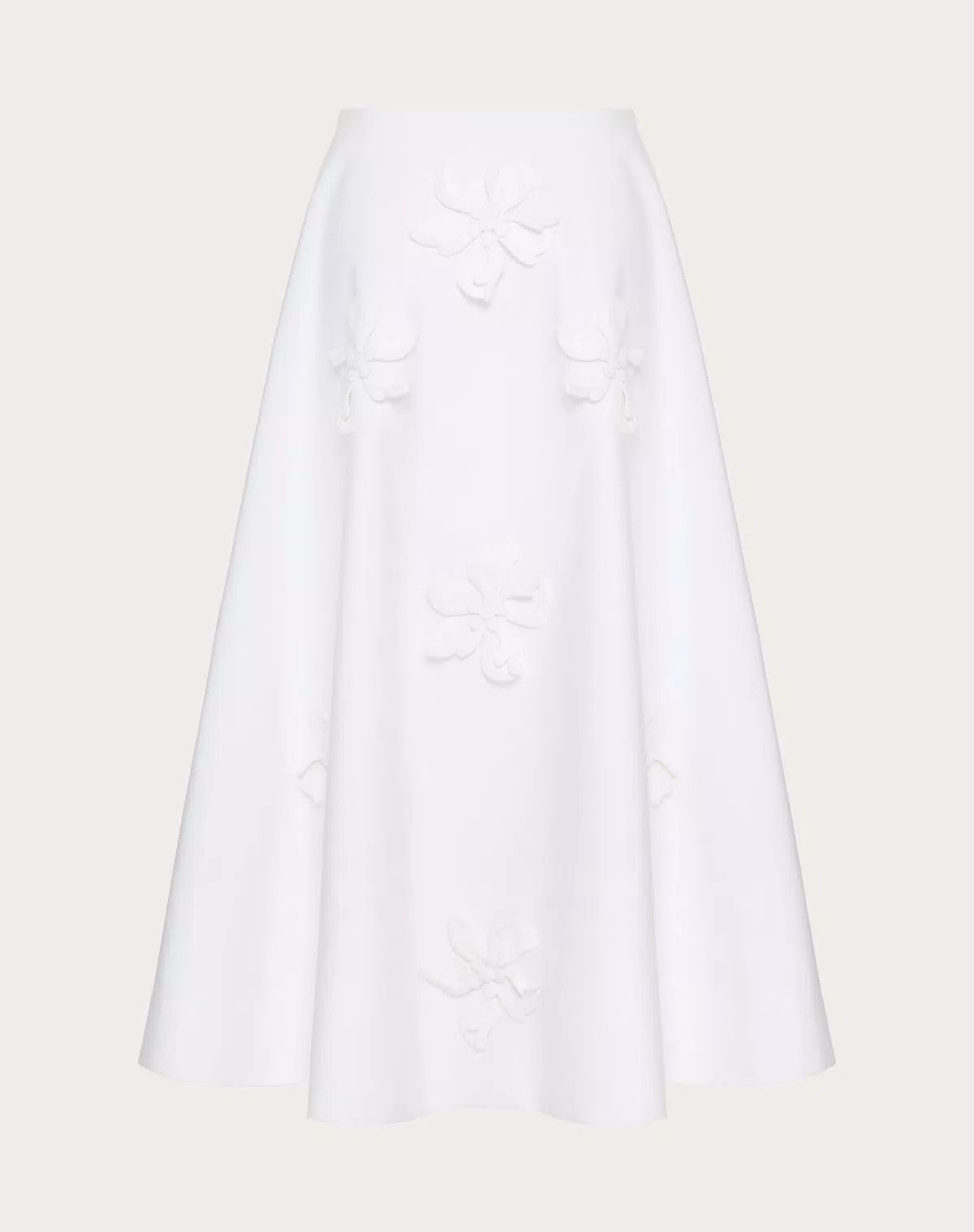 Valentino o1s1wg110525 Embroidered Compact Midi Skirt in White Size 30" / US 8 / IT 44 - 2 Thumbnail