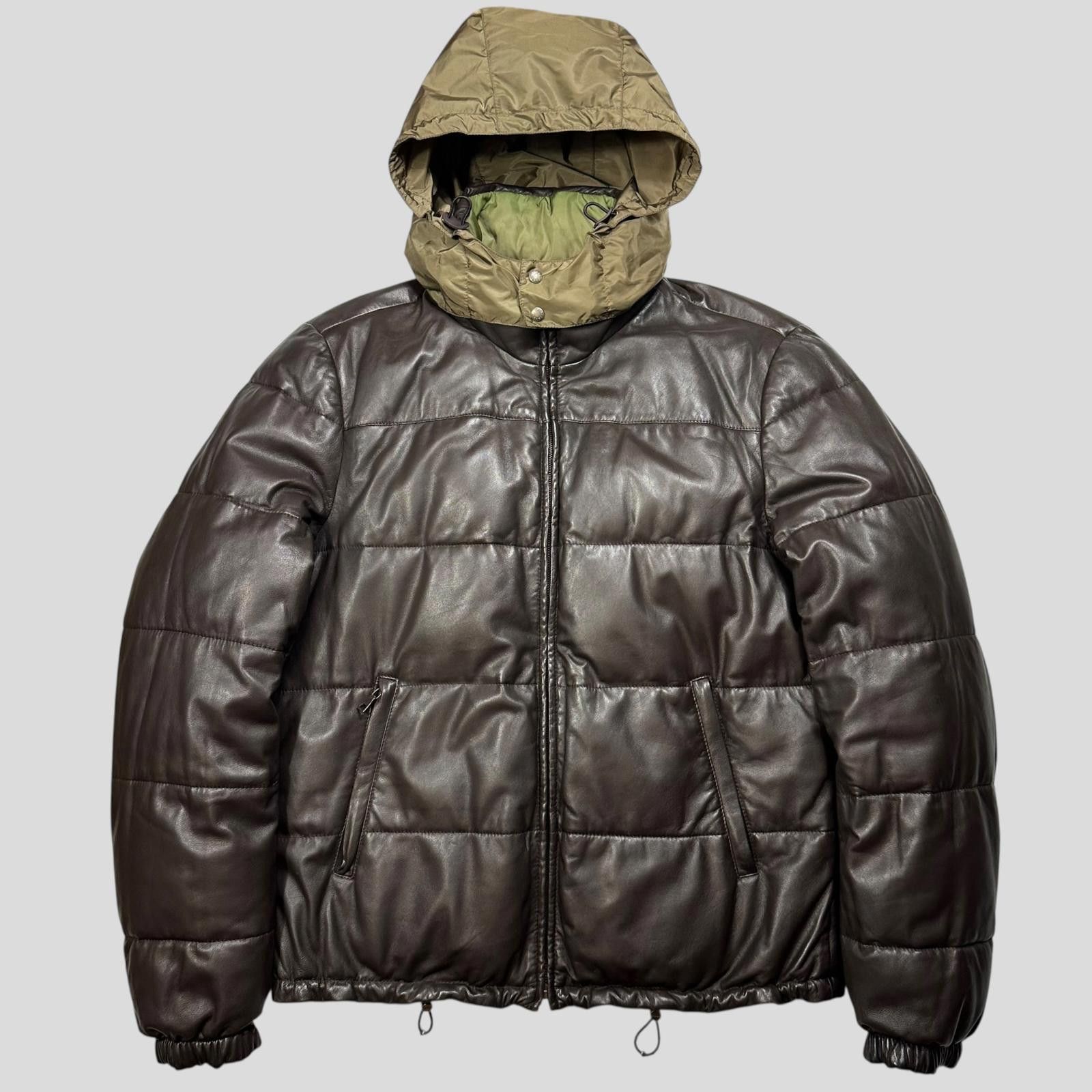 Prada Prada 2012 Leather Reversible Logo Nylon Puffer Jacket - L Size US L / EU 52-54 / 3 - 1 Thumbnail