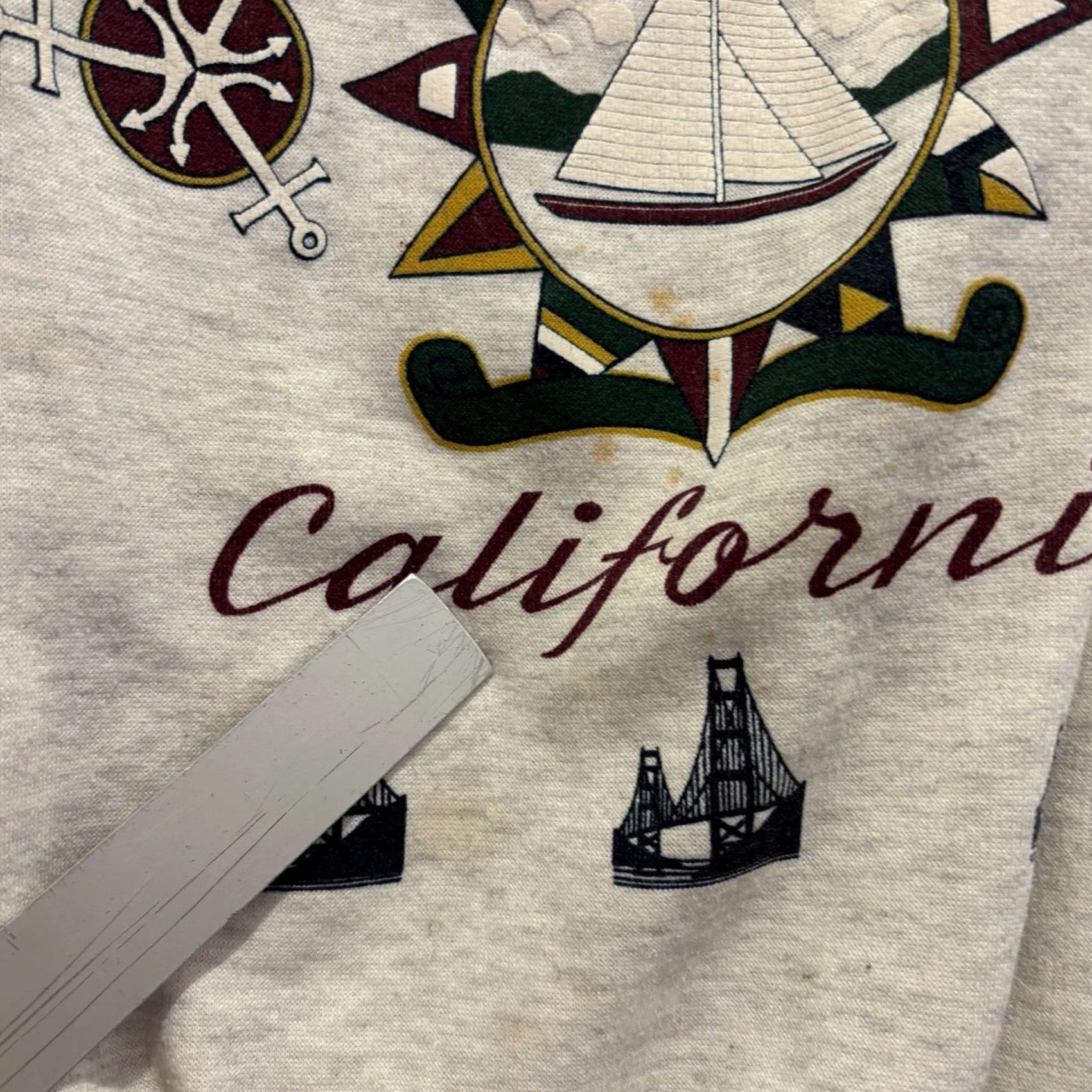 Vintage VINTAGE San Francisco California Quarter Zip Sweatshirt Adult Medium Grey Sailboat USA Made 1990s Size US M / EU 48-50 / 2 - 4 Thumbnail