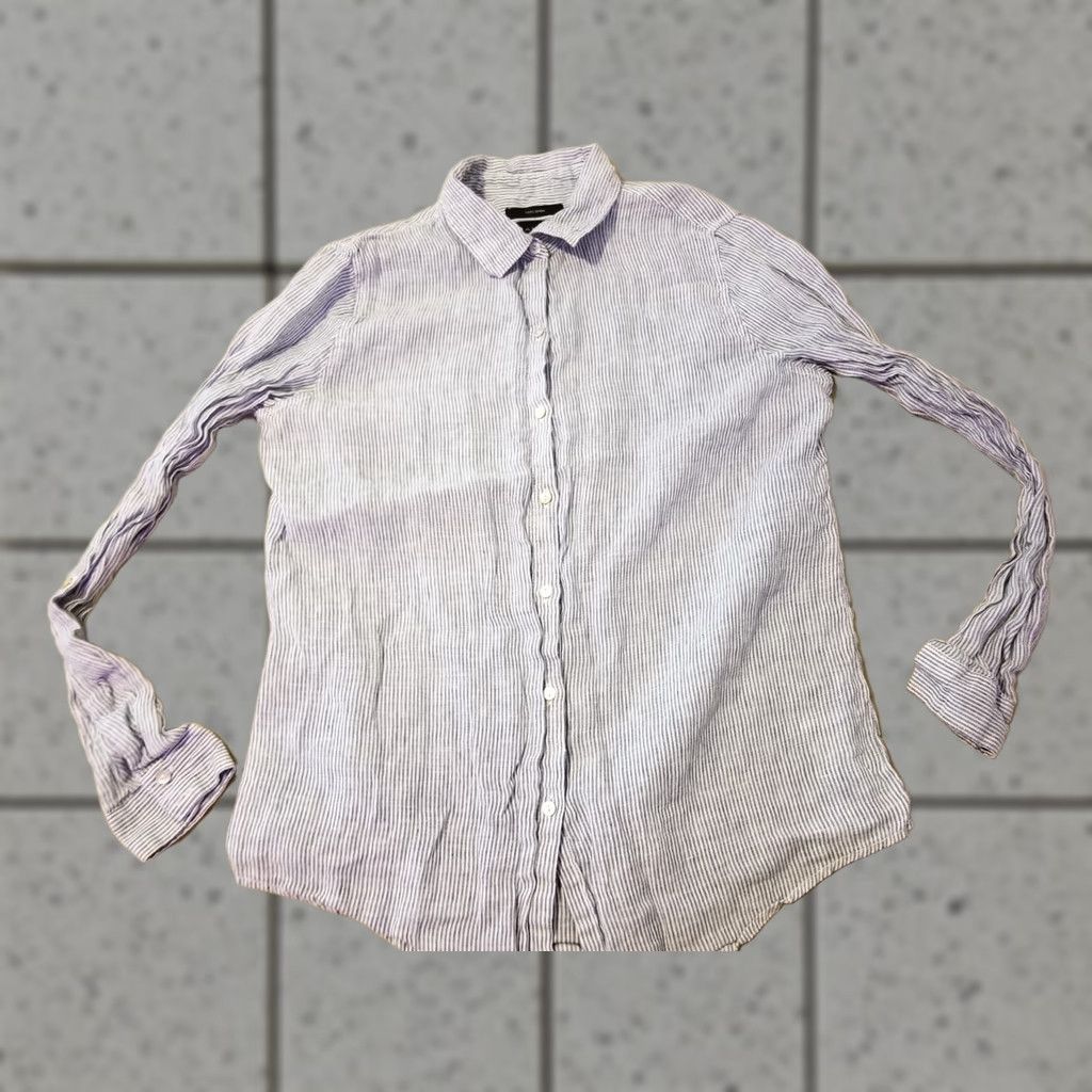 Vintage Womens Tahari Blouse Shirt M Medium Blue Linen Button Size M / US 6-8 / IT 42-44 - 1 Thumbnail