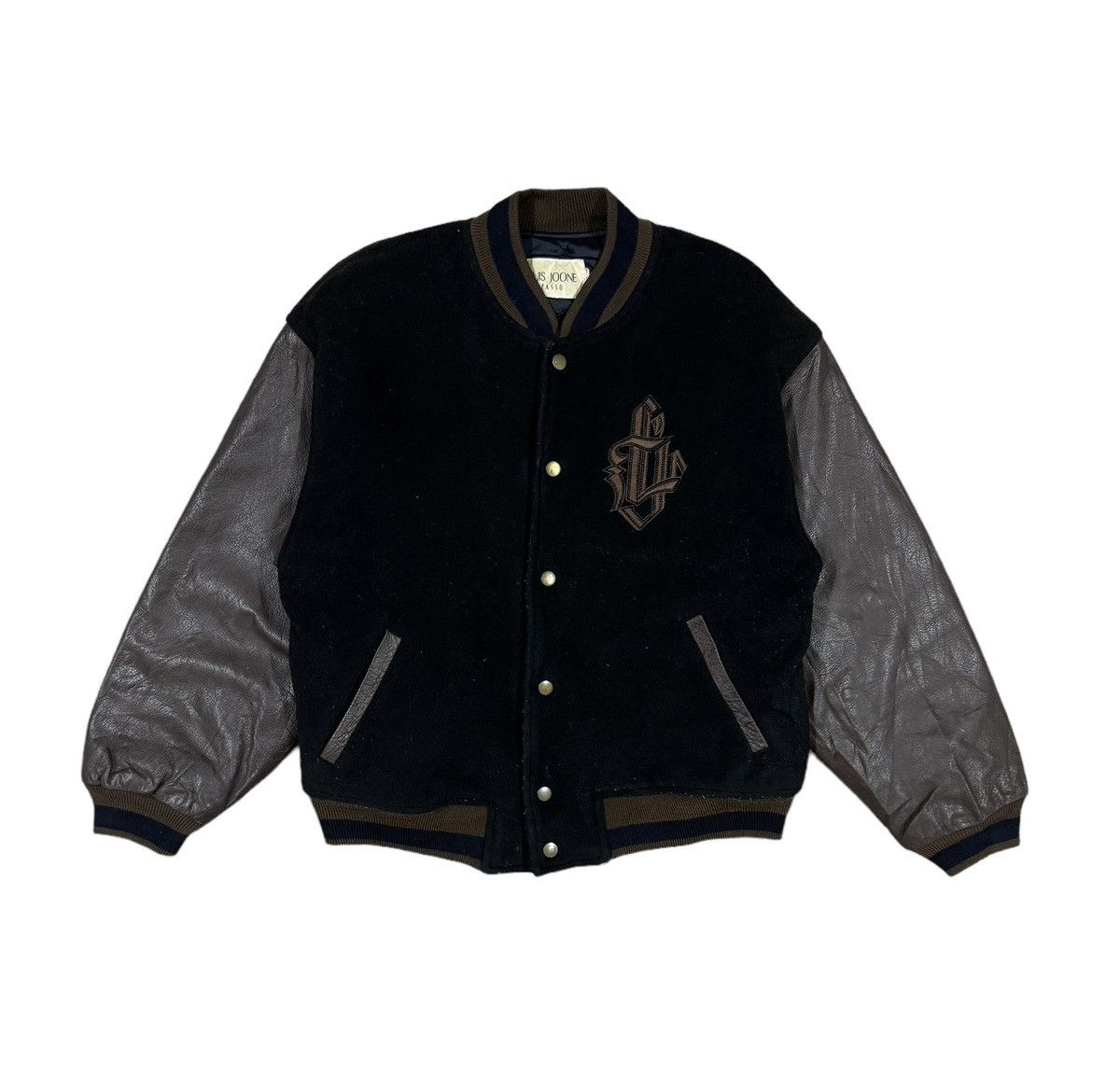 Vtg🔥Varsity Leather Sleeve Louis Joone Spasso Embroiderry