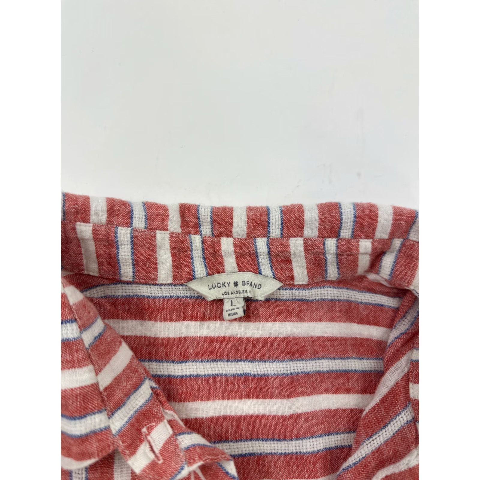 Lucky Brand Lucky Brand Shirt Women Large Red White Striped Sleeveless Open Back Button Up Size L / US 10 / IT 46 - 3 Thumbnail