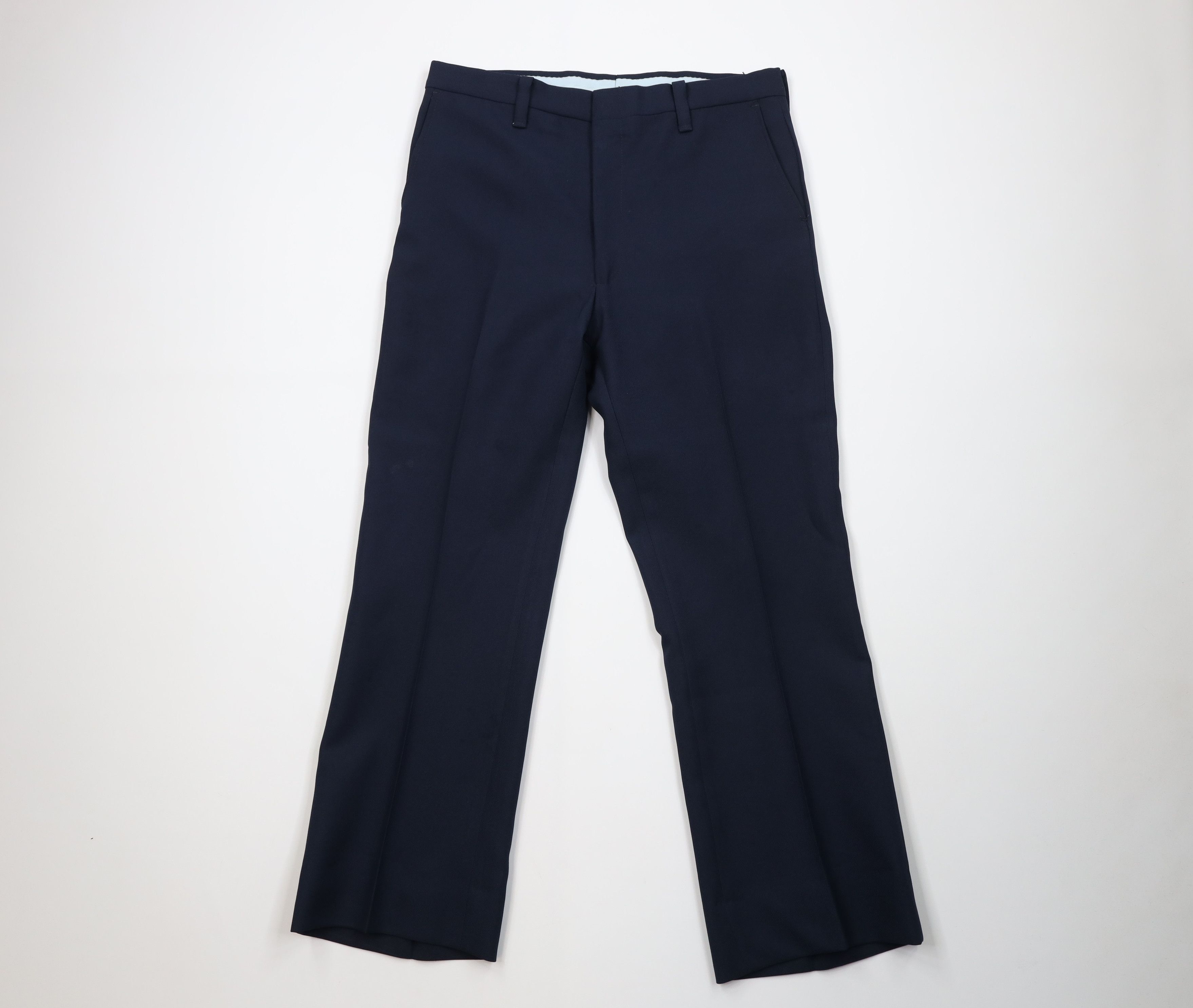 Vintage Vintage 70s Streetwear Wide Leg Chino Pants Navy Blue USA Size US 32 / EU 48 - 1 Thumbnail