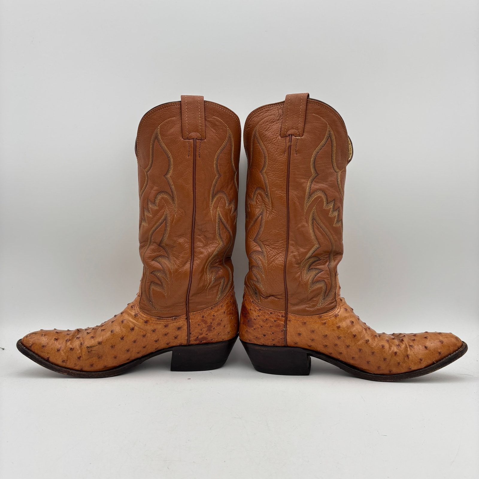 Nocona Boots Vintage 70s Nocona Ostrich Cognac Leather Boots Men's 9D Size US 9 / EU 42 - 6 Thumbnail