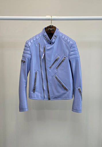 Tom Ford o1sm1stk0725 Shiny Double Zipper Biker Jacket in Sky Size US M / EU 48-50 / 2 - 1 Thumbnail