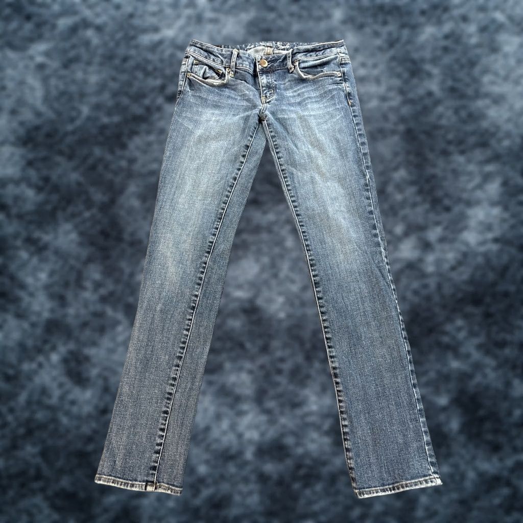American Eagle Outfitters Vtg American Eagle Skinny Jeans Womens 28x29 Low Rise Med Wash Faded Distressed Size 26" / US 2 / IT 38 - 1 Thumbnail