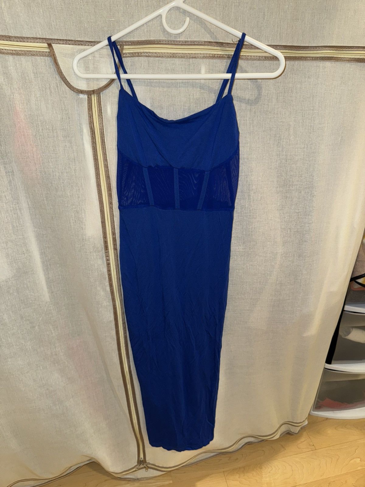 Fashion Nova Fashion Nova Royal Blue Sheer-Panel High-Slit Midi Dress Size S / US 4 / IT 40 - 3 Thumbnail
