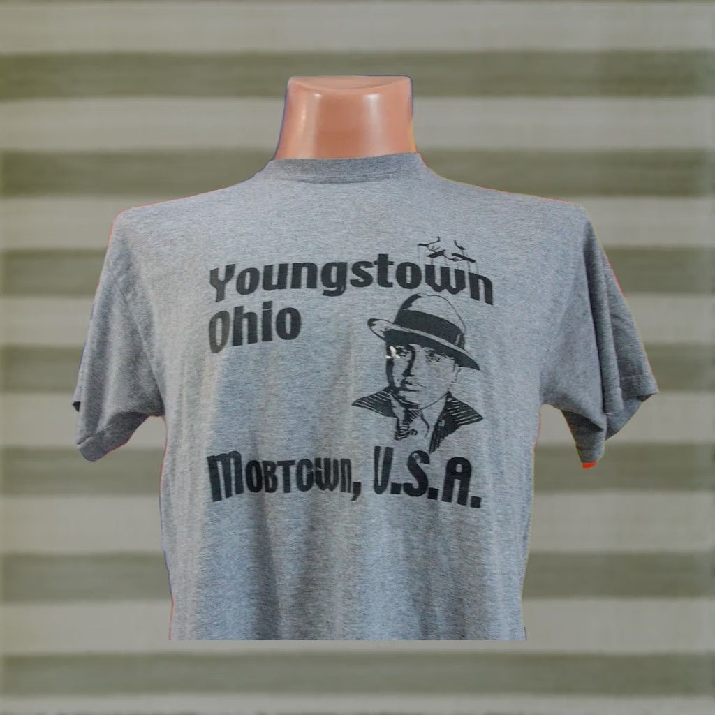 Jerzees VTG MOBTOWN USA Youngstown Ohio T Shirt Mens Lrg Gray 2000s Graphic Print Jerzees Cotton Polyester Crew Neck Size US L / EU 52-54 / 3 - 1 Thumbnail