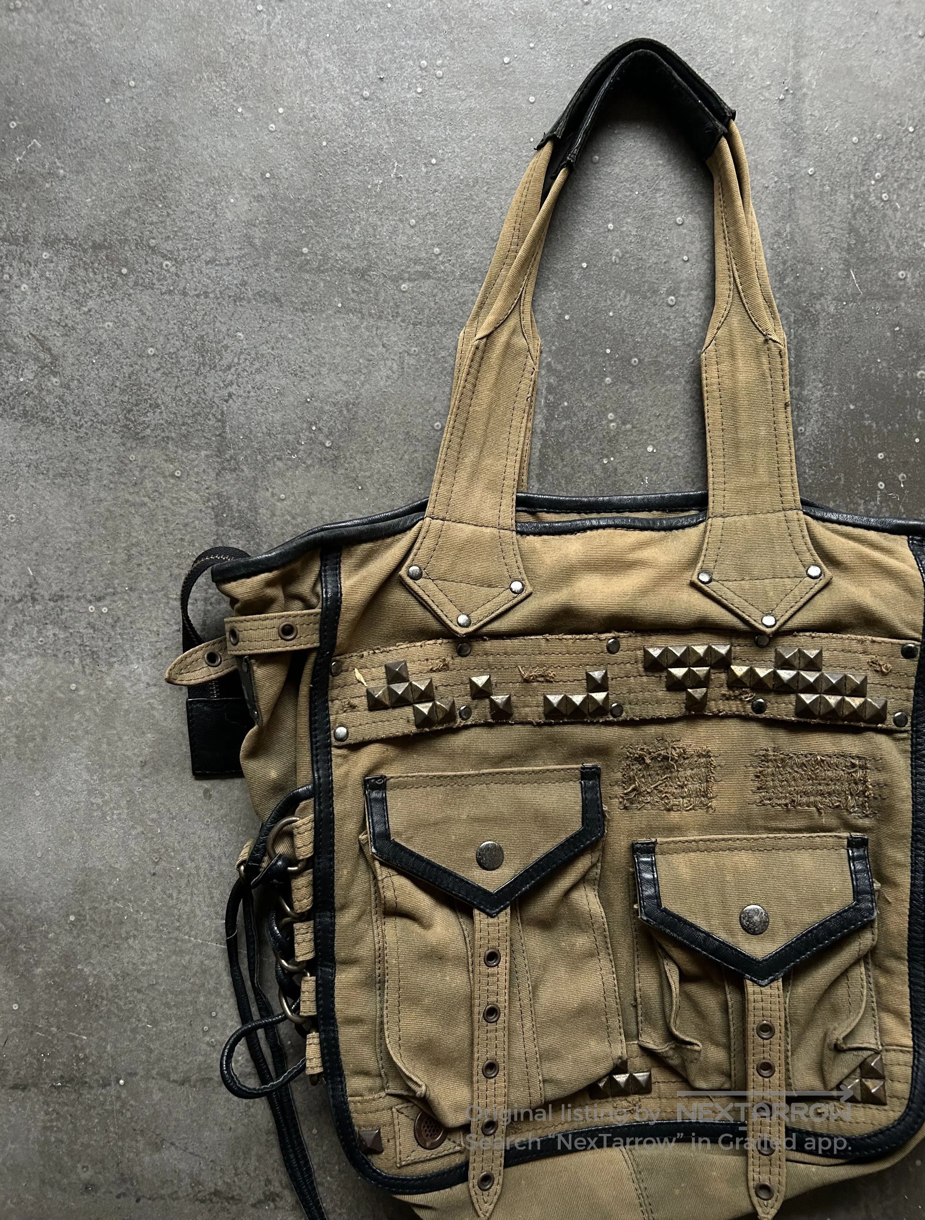 KMRii KMRII Studded Drawstring Denim Tote Bag. Size ONE SIZE - 3 Thumbnail