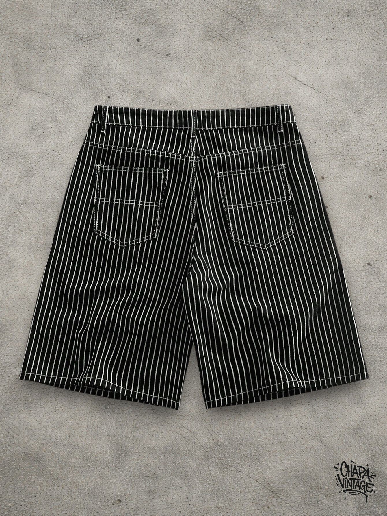 Japanese Brand Striped letter denim shorts Size US 32 / EU 48 - 2 Thumbnail