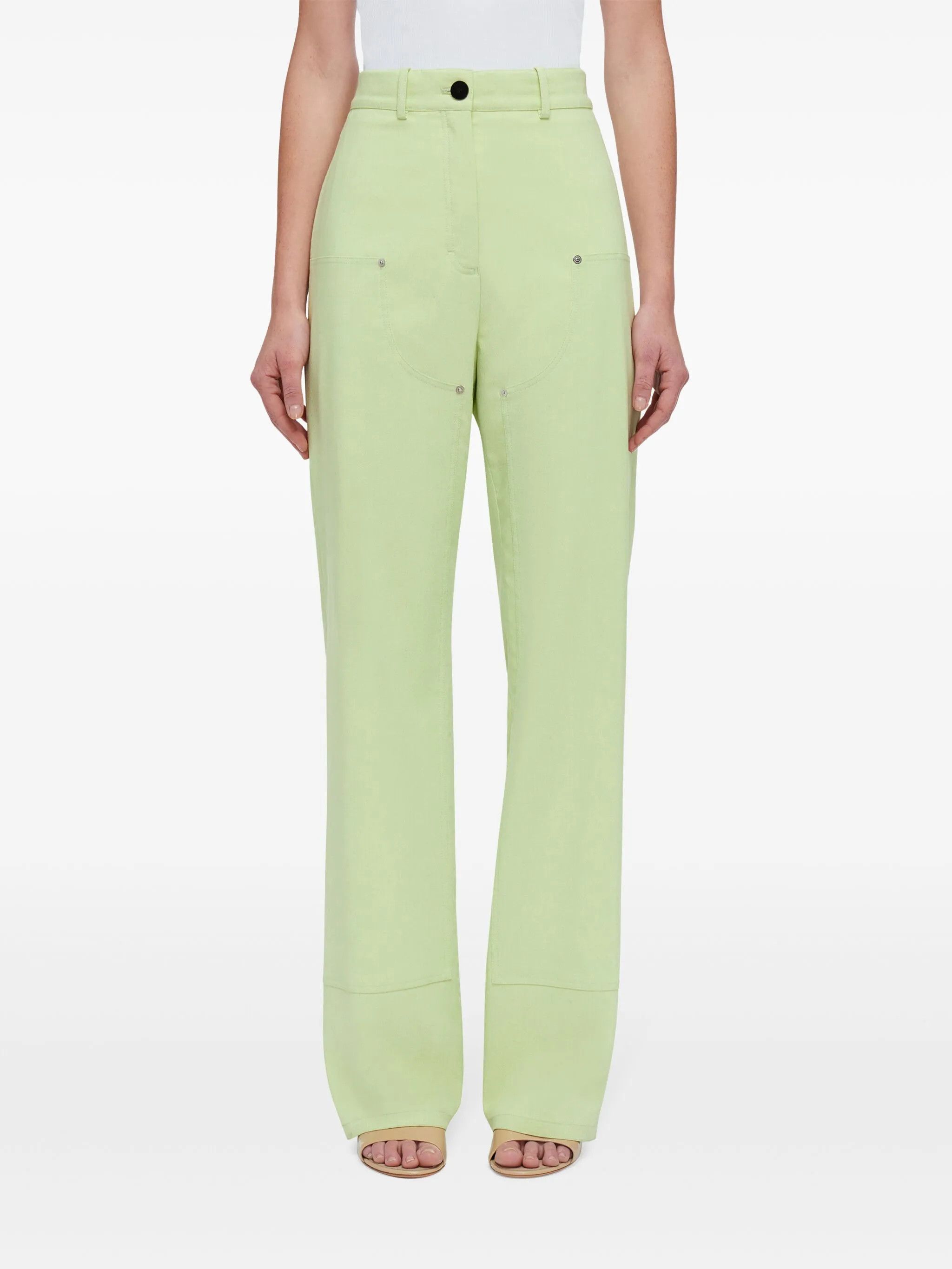 Salvatore Ferragamo o1s1rm0126 Hi Waisted Carpenter Pant in Lime Green Size 28" / US 6 / IT 42 - 4 Thumbnail