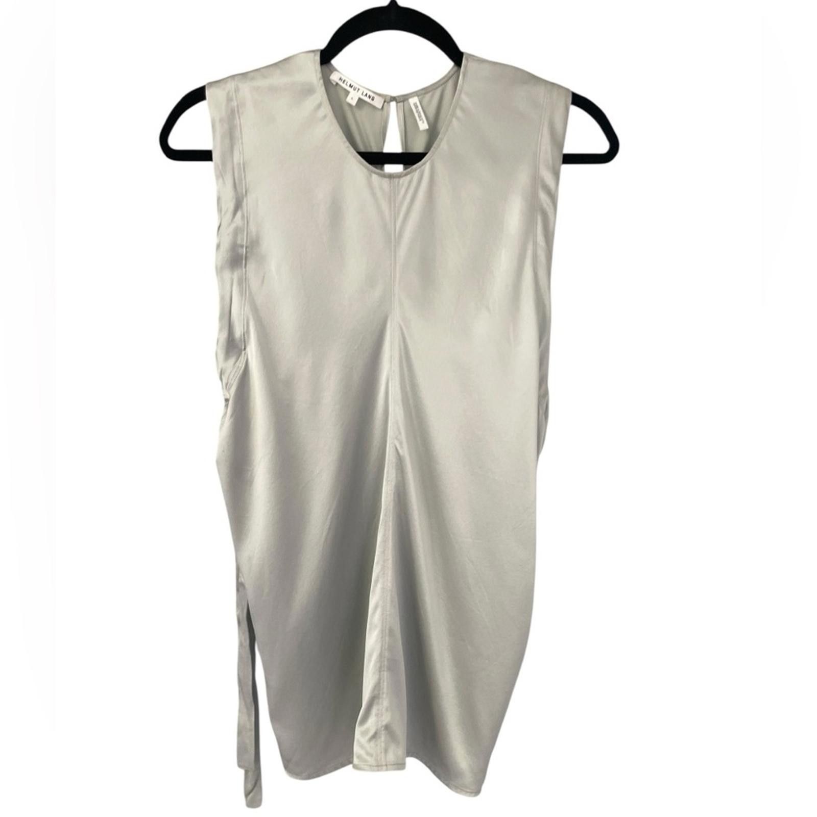 Helmut Lang 🩶 Helmut Lang 100% Silk Sleeveless Top w/ Side Ties Size L / US 10 / IT 46 - 2 Thumbnail