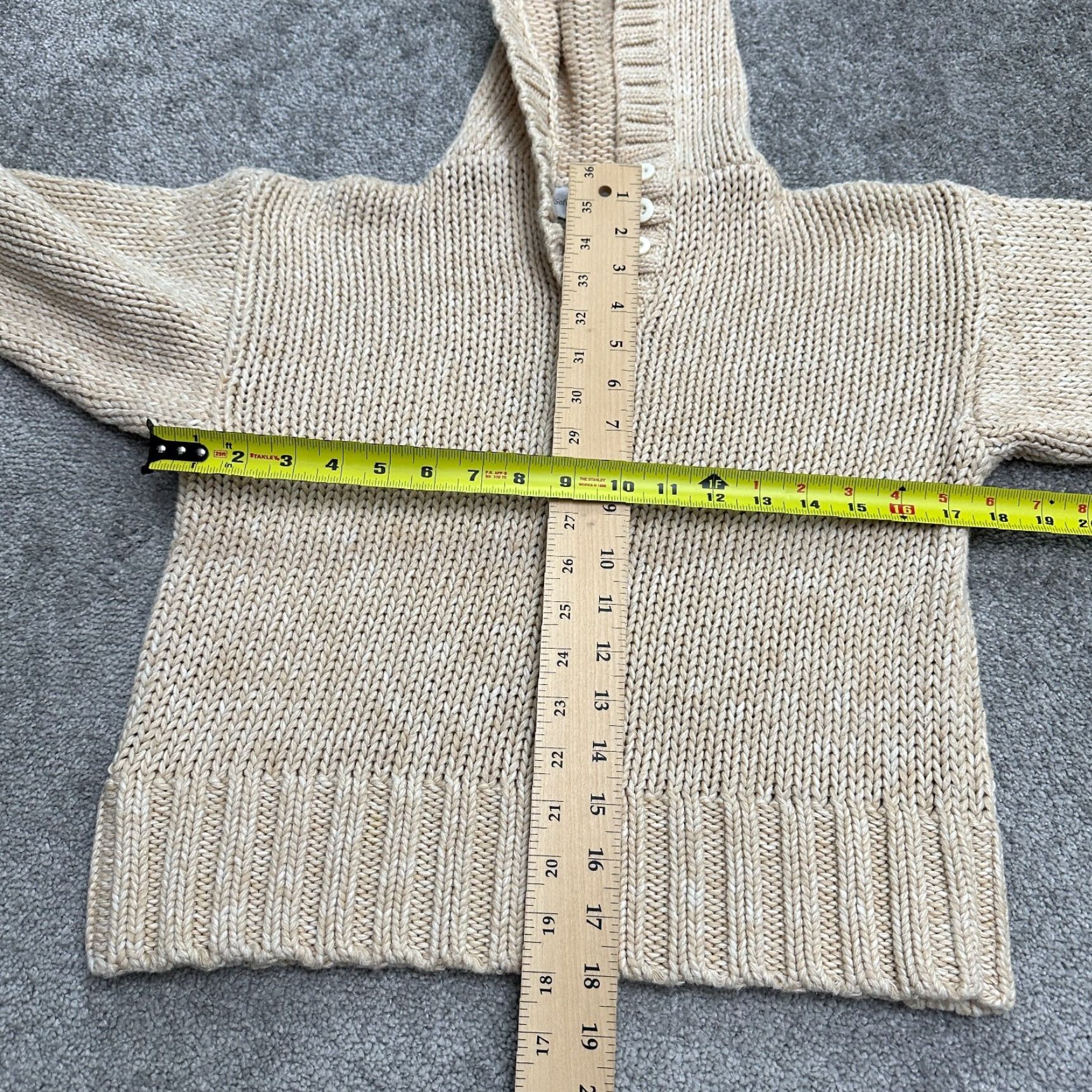 Soft Surroundings Soft Surroundings Hoodie Women Small Beige Knit Cropped Pullover Crochet Solid Designer Classic Size S / US 4 / IT 40 - 6 Thumbnail